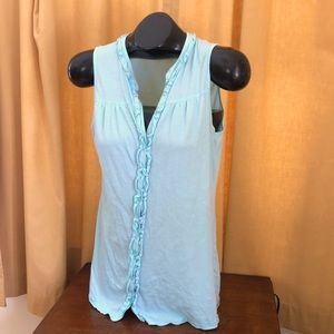 $78 Garnet Hill light blue cotton sleeveless knit top women’s size S